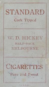 1911-12 Sniders & Abrahams Australian Footballers - Victorian League Players Series G #NNO William Hickey Back